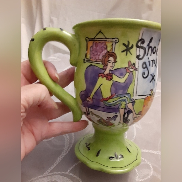 3/$15 "Shoe Girl" Pedestal Coffee/Tea Mug Ceramic Jennifer Brinley App 6" Tall - Picture 2 of 7